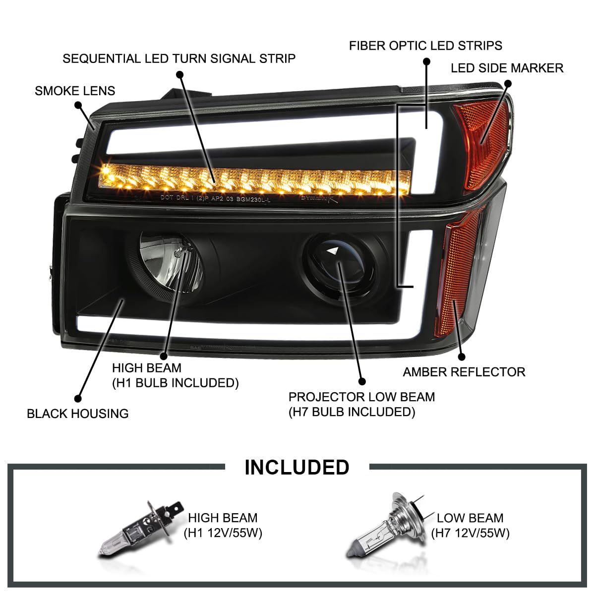 シボレー コロラド 社外ヘッドライト ブラックスモーク